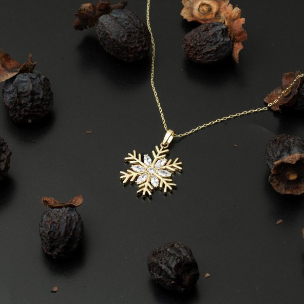 14 Ayar Altın Kar Tanesi Kolye - Resim 4