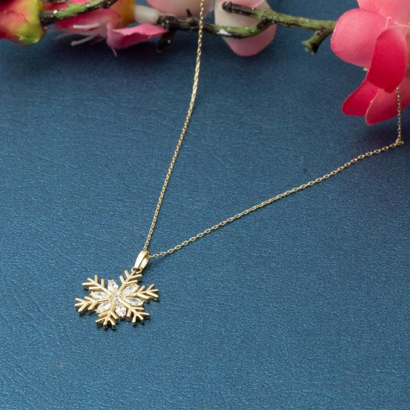 14 Ayar Altın Kar Tanesi Kolye - Resim 5
