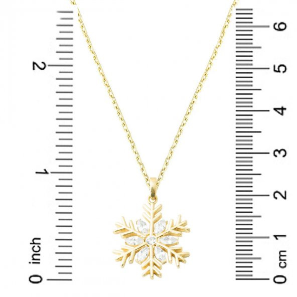 14 Ayar Altın Kar Tanesi Kolye - Resim 6