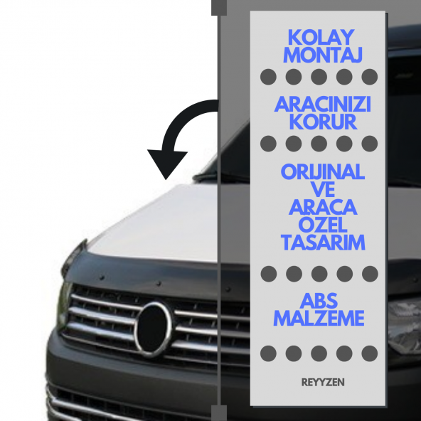 Reyyzen Ford Transıt Kaput Rüzgarlığı Koruyucu 1993-2002 Uyumlu - 2