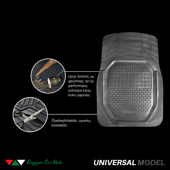 Reyyzen Dacia Logan Paspas Üniversal Oto Paspas 3D Havuzlu Kesilebilir Siyah 2004-2012 - 3