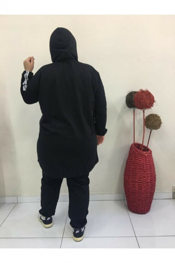 Kadın Büyük Beden Salaş Eşofman Takımı Siyah - 2