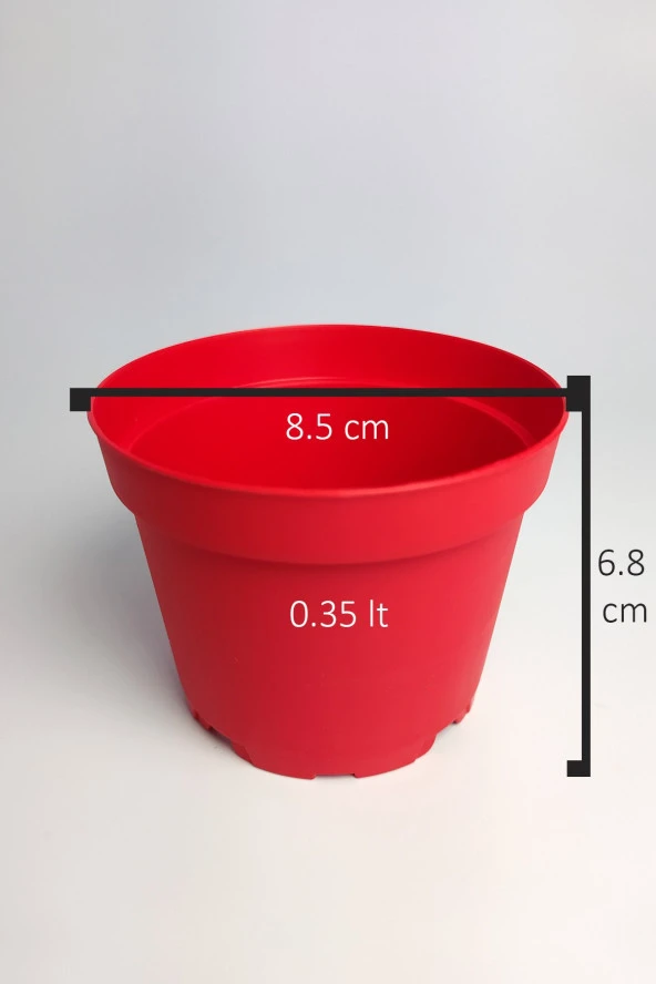 8.5 cm Kaktüs Sukulent Saksısı 5 Adet Kırmızı Tekpar Plastik Üretim Saksısı Bol Drenaj Deliği - 5