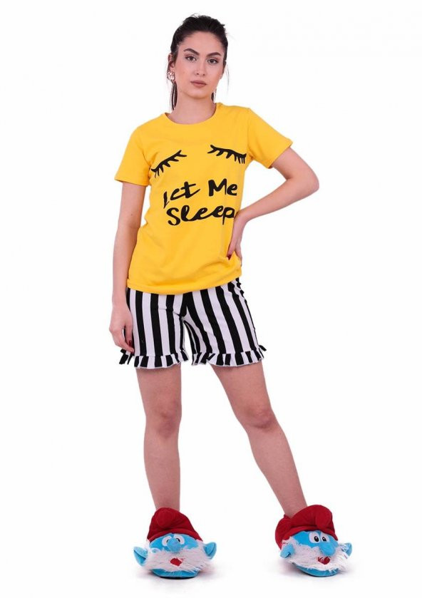 JİBER *  Jiber Kadın Şortlu Pijama Takımı 3601 | Sarı   JİBER JİBOWE orjinal ürünler satıcısı