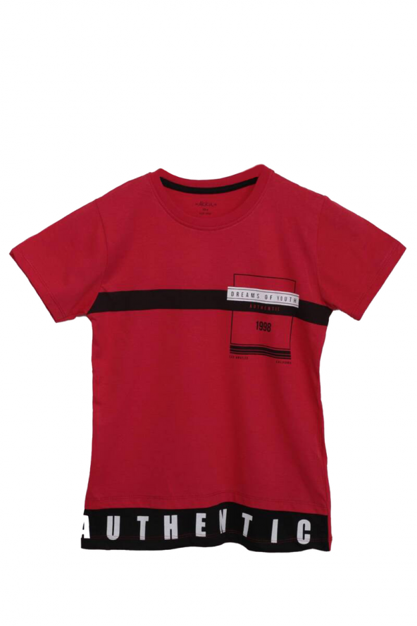 SİMİSSO *  Yazı Baskılı Erkek Çocuk Tshirt | Kırmızı   SİMİSSO JİBOWE orjinal ürünler satıcısı