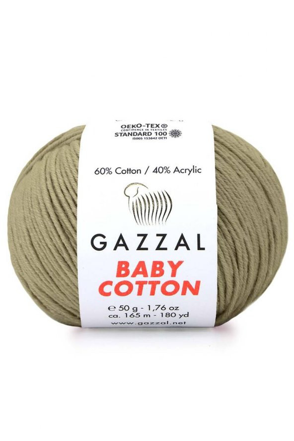 Gazzal *  Gazzal Baby Cotton El Örgü İpi Açık Yeşil 3464   Gazzal JİBOWE orjinal ürünler satıcısı