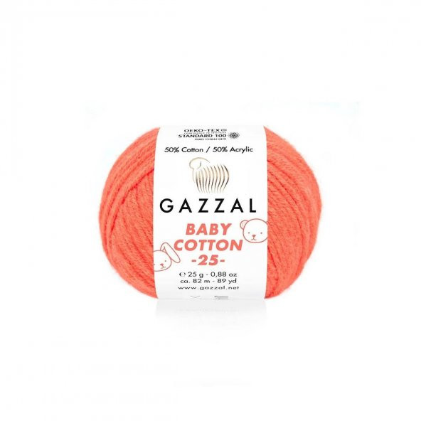 Gazzal *  Gazzal Baby Cotton 25 El Örgü İpi Turuncu 3459   Gazzal JİBOWE orjinal ürünler satıcısı