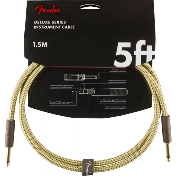 Fender Deluxe Düz/Düz Uçlu 1m Tweed Patch Kablosu