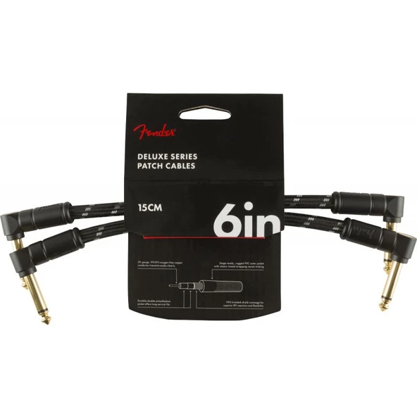 Fender Deluxe 2-Pack L/L Uçlu 15cm Siyah Tweed Patch Kablosu