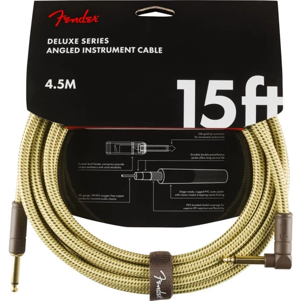 Fender Deluxe Düz/L Uçlu 4m Tweed Enstrüman Kablosu - 1