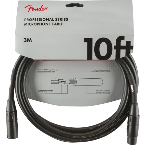 Fender Professional 3m Siyah Mikrofon Kablosu