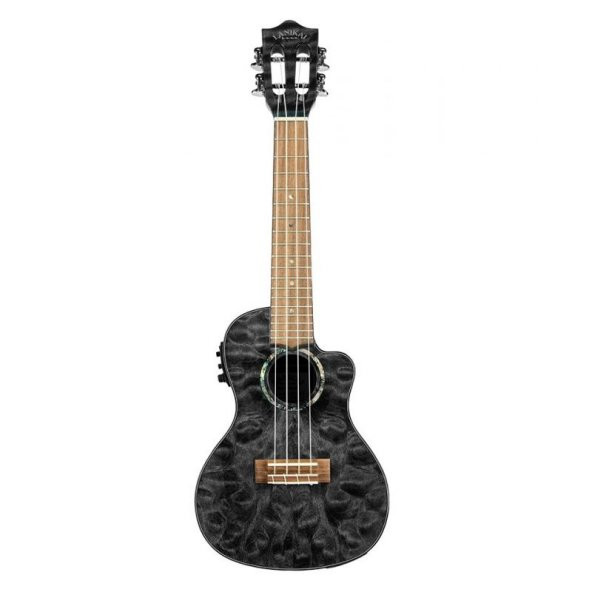 Lanikai QM-BKCEC Quilted Maple Concert Elektro Ukulele ürün görseli 1