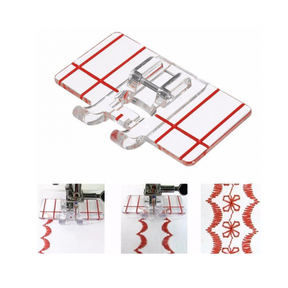 Çok Çizgili Dekoratif Dikiş Ayağı Şeffaf 7 mm - 2