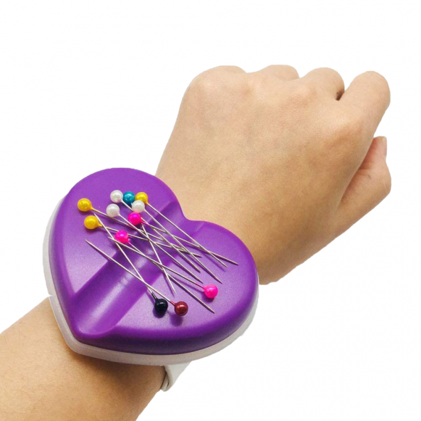 Mıknatıslı İğne Tutucu Bileklik Kalp Mor - Resim 2