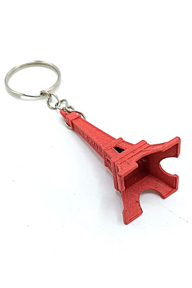 Paris Eyfel Kulesi 3D Metal Anahtarlık Kırmızı - Resim 6