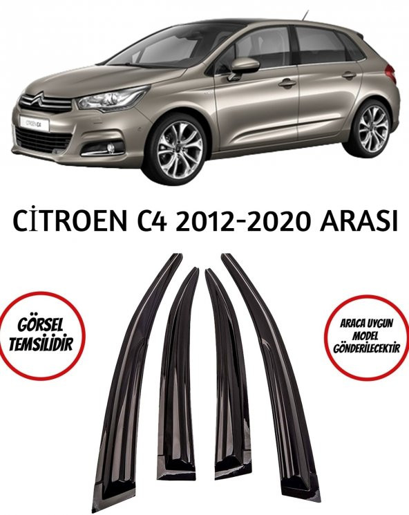Citroen C4 2012-2020 Arası Cam Rüzgarlık 4lü  Takım