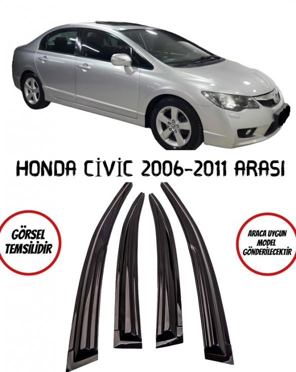 Honda Civic Cam Rüzgarlığı 4lü 2006-2012 Arası