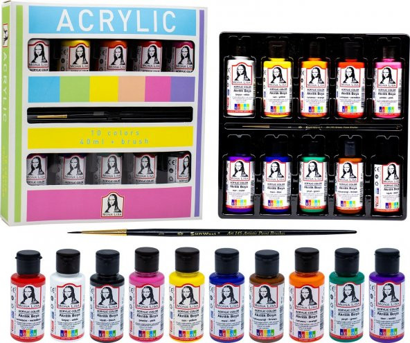 Südor Mona Lisa Akrilik Boya 10 Renk X 40 ml+ Fırça Set ML122 - 3