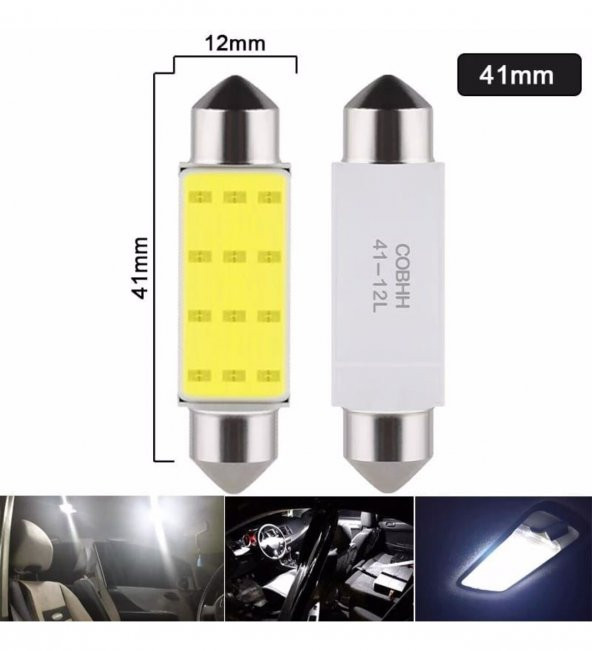 10 Adet Sofit Led Aydınlatma Tavan Plaka Oto İç Aydınlatma Süper Güçlü Beyaz Işık 41mm