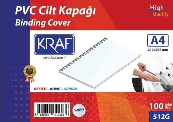 Kraf Cilt Kapağı A4 160 Mic. 100LÜ Şeffaf