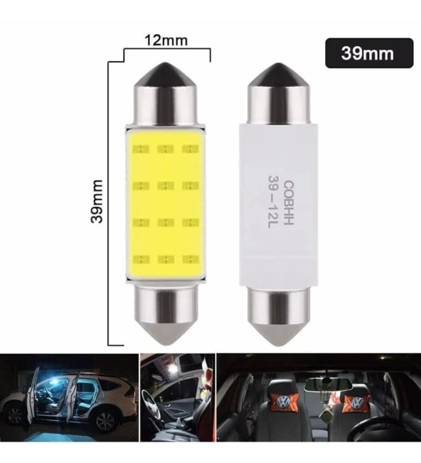 10 Adet Sofit Led Aydınlatma Tavan Plaka Oto İç Aydınlatma Süper Güçlü Beyaz Işık 39mm