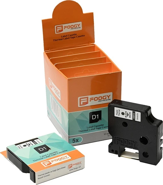 Foogy Dymo D1 Etiket Muadili 12 MMx 7 M Sarı-Siyah - 3