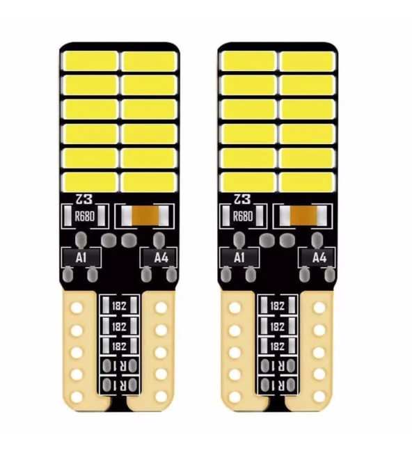 2 Adet BEYAZ Renk T10 Dipsiz Led Ampul 24 LEDLİ Park Ampulü Gündüz Farı Yüksek Işık Güçlü