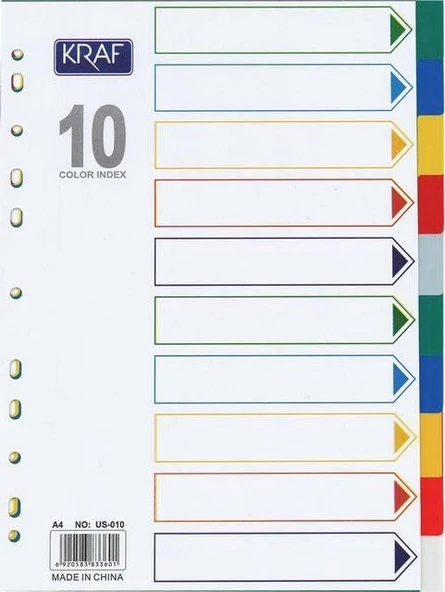 Kraf Seperatör Dosya Ayracı 10 Renk 1010R - A4 - Resim 2