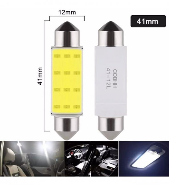 2 Adet Sofit Led Aydınlatma Tavan Plaka Oto İç Aydınlatma Süper Güçlü Beyaz Işık 41mm