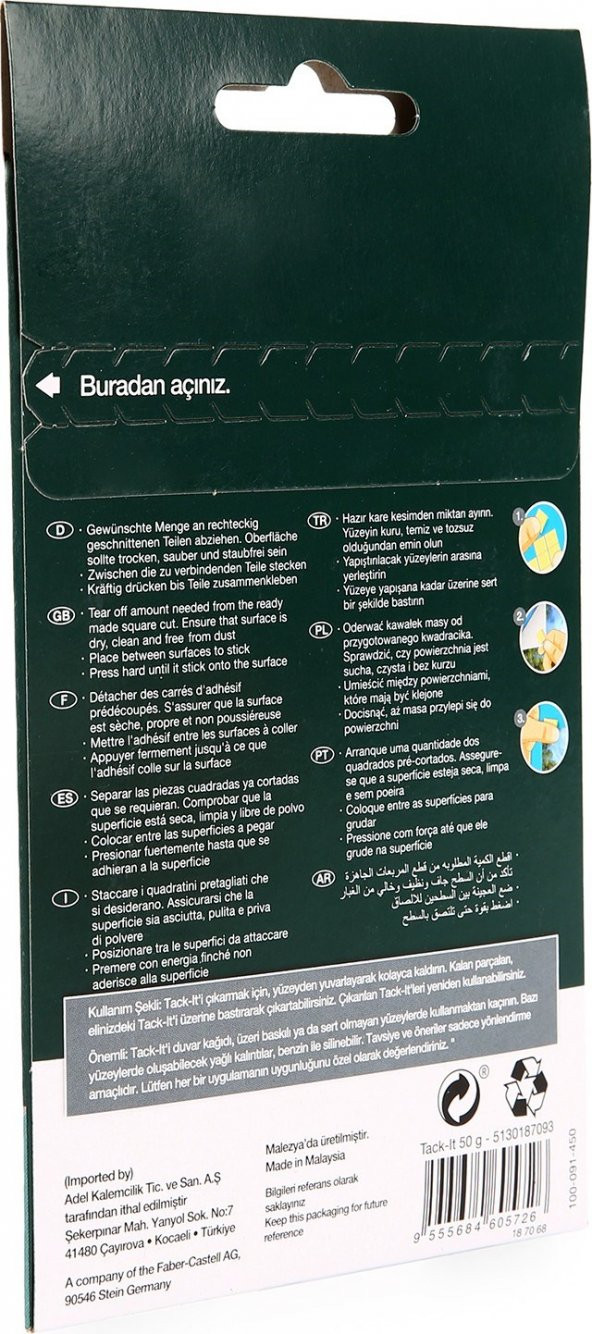 Faber Castell Tack-it Hamur Yapıştırıcı Karışık Renk 50 Gr 90 Ad. - Resim 3