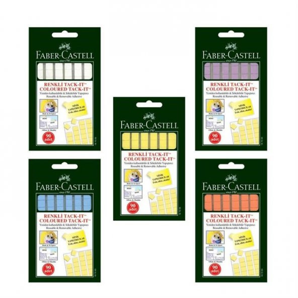 Faber Castell Tack-it Hamur Yapıştırıcı Karışık Renk 50 Gr 90 Ad. ürün görseli 1