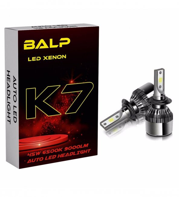 BALP K7 Beyaz Renk Led Zenon H4 Uzun Kısa Led Xenon 45w 9000Lm Far Ampülü Şimşek Etkili