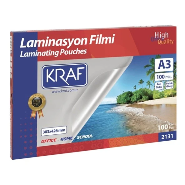 Kraf Laminasyon Filmi Parlak A3 100MIC 100lü 2131 Ücretsiz Kargo
