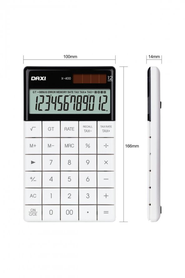 Daxi X-400 12 Haneli Hesap Makinesi Beyaz - 4