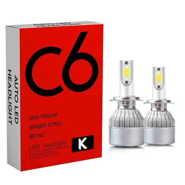 C6 LED XENON 2 Adet 9006 Led Xenon 38W 7800LM 6500K Far Ampülü  seri =K-K
