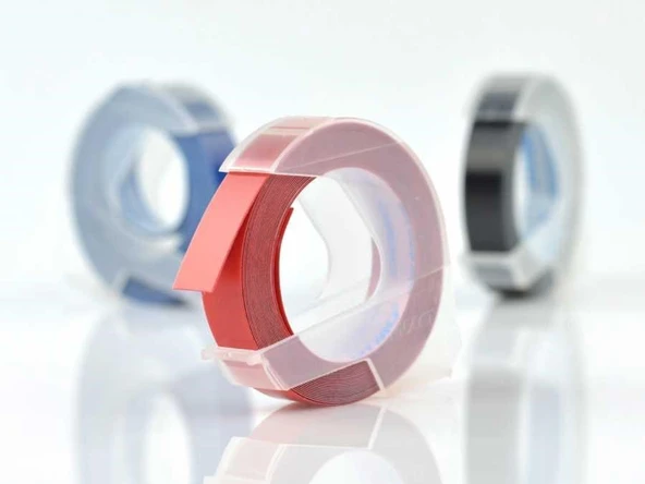 Dymo 3D Kabartma Şerit Siyah/Mavi/Kırmızı 3 Lü Paket 9 MM x 3 M - 2