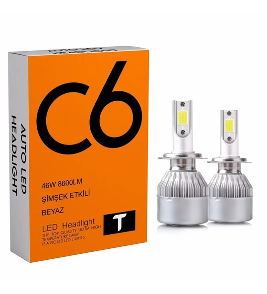 C6 LED XENON 2 Adet H11 Led Xenon 46W 8600LM 6500K Far Ampülü Led Işık seri T-T-T