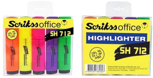 Scrikss SH712 Fosforlu Kalem 5li - Resim 2