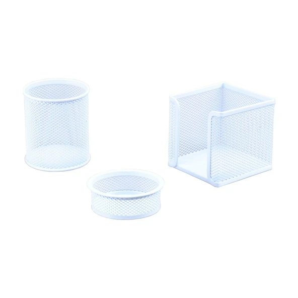 METAL KALEMLİK SETİ PERFORE ÜÇLÜ BEYAZ ÜCRETSİZ KARGO ürün görseli