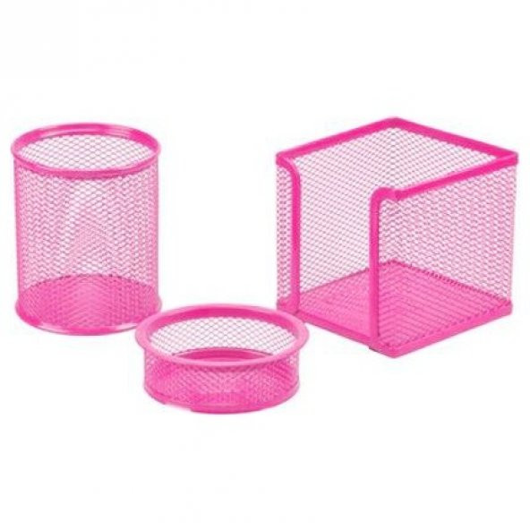 3 LÜ METAL KALEMLİK SETİ PERFORE PEMBE