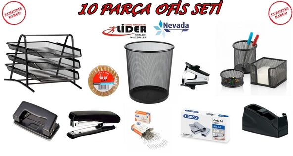 10 PARÇA MASA ÜSTÜ OFİS SETİ ÜCRETSİZ KARGO