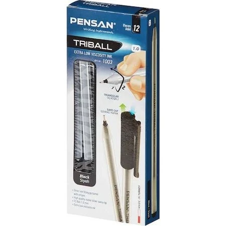 PENSAN TRIBALL TÜKENMEZ KALEM 1MM SİYAH 12Lİ PAKET ürün görseli