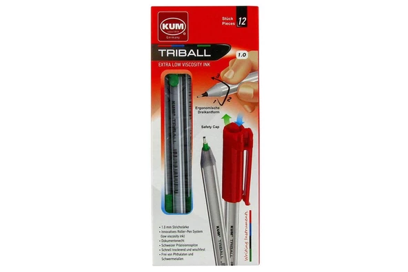 PENSAN TRIBALL TÜKENMEZ KALEM 1MM KIRMIZI 12Lİ PAKET ürün görseli