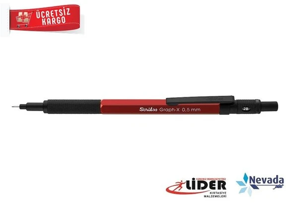 SCRIKSS VERSATİL KALEM METAL GRAPH-X 0,5MM KIRMIZI ÜCRETSİZ KARGO ürün görseli 1