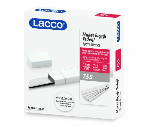 Lacco Geniş Maket Bıçağı Yedeği 18Mm 100 Adet ürün görseli