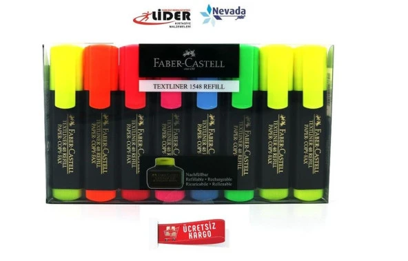 FABER CASTELL 1548 FOSFORLU KALEM TEXTLINER REFILL (6+2) 8Lİ