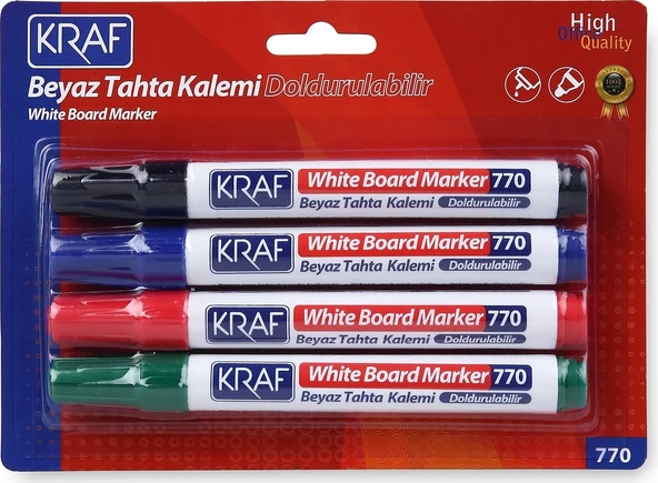 Kraf Tahta Kalemi 770 4 Adet Karışık Renk Tahta Kalemi + Silgi - Resim 2