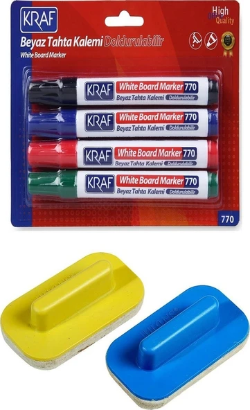 Kraf Tahta Kalemi 770 4 Adet Karışık Renk Tahta Kalemi + Silgi ürün görseli 1
