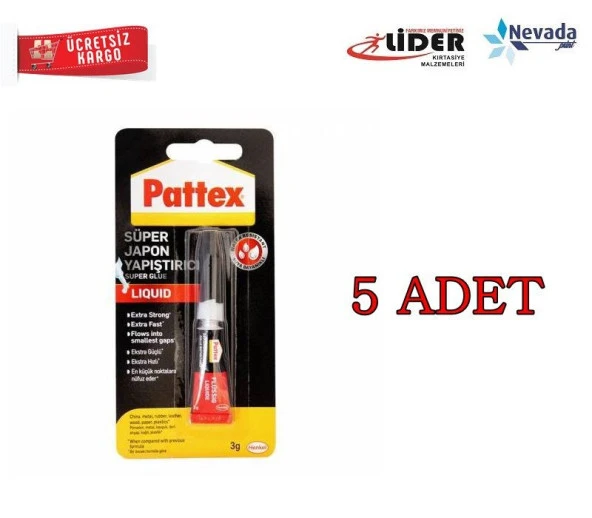 Pattex 3 Gr Kuvvetli Japon Yapıştırıcı 5 Adet