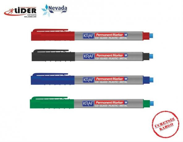 KRAF ASETAT KALEMİ SİLGİLİ PERMANENT MARKER 260M 4LÜ